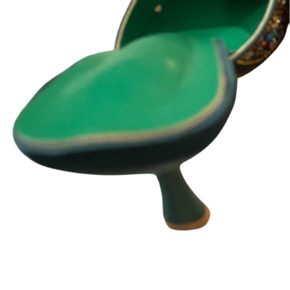 Green Beaded Slide Heels Women's Size 7 Approx Pointed Toe Mule - Picture 4 of 8